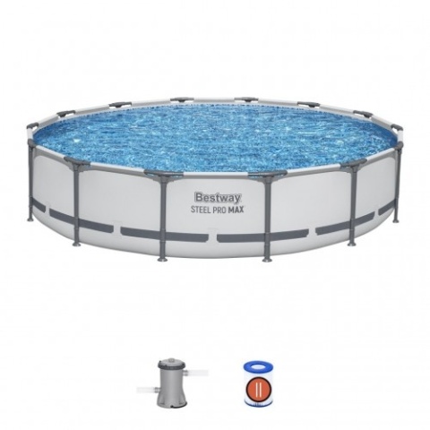 [56595] Basen stelażowy Steel Pro MAX 427x84 14FT 3w1 Pompa, Filtr - Bestway