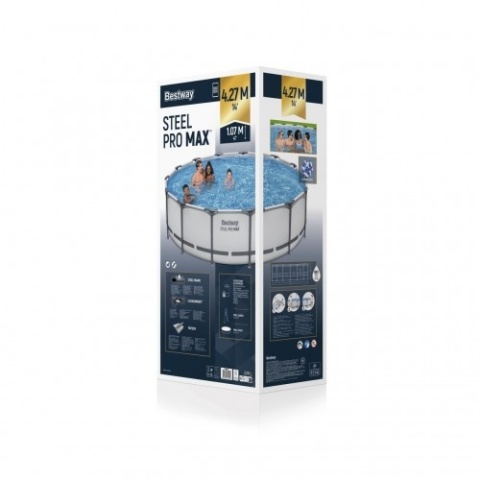 [56950] Basen stelażowy Steel Pro MAX 427x107 Szary 14FT 5w1, Akcesoria - Bestway