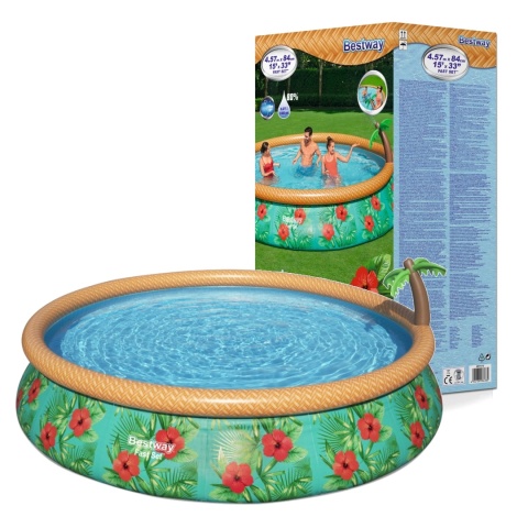 [57416] Basenik rozporowy z Natryskiem dla dzieci Tropikalny 457x84cm 15FT - Bestway