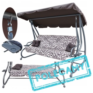 Duża huśtawka rozkładana leżanka ogrodowa 2w1 4os. [8011.PAT.CB]