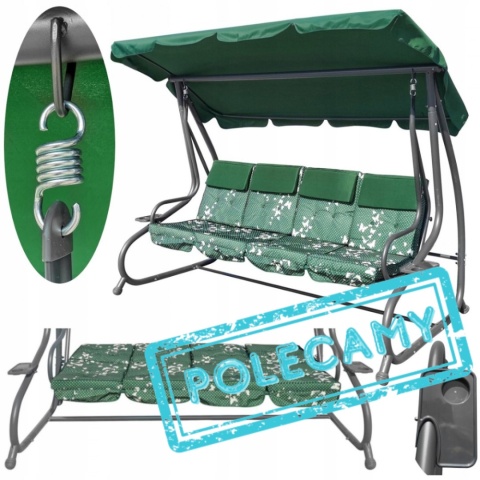 [8078 MOT] Huśtawka rodzinna 2w1 bujana rozkładana ławka 4-osobowa