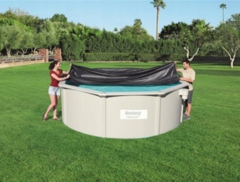 Plandeka Pokrywa Ochronna na Basen PVC Ø 396cm Czarna Okrągła - Bestway [58292]