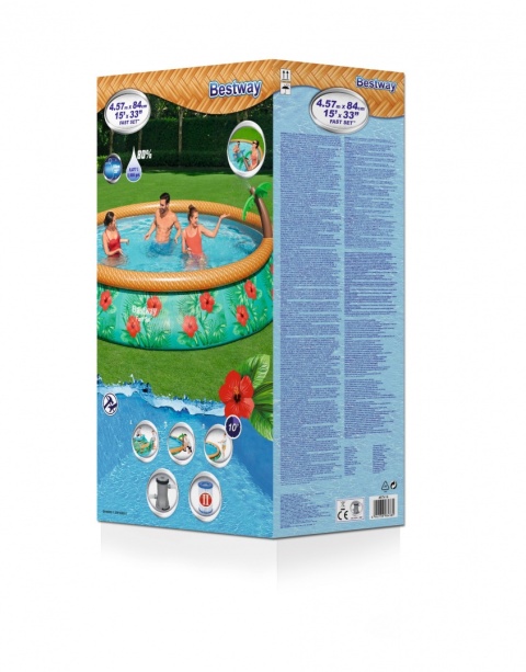 [57416] Basenik rozporowy z Natryskiem dla dzieci Tropikalny 457x84cm 15FT - Bestway