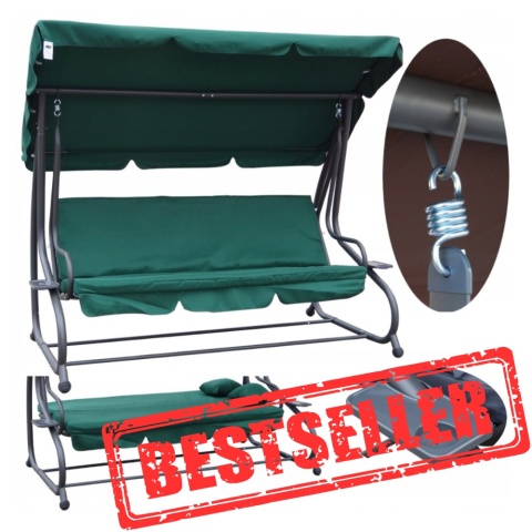 [8011.ZIE] DUŻA HUŚTAWKA ROZKŁADANA LEŻANKA OGRODOWA 2w1 4os.