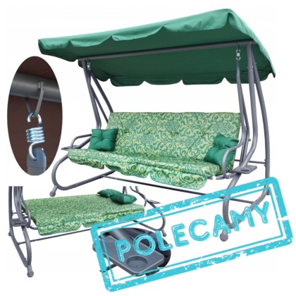 Duża huśtawka rozkładana leżanka ogrodowa 2w1 4os. [8011.PAT.ZIE]