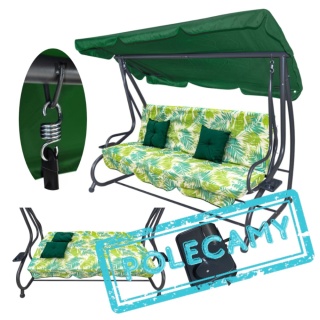 Duża huśtawka rozkładana leżanka ogrodowa 2w1 300 kg daszek leżak [8011.PALMA]