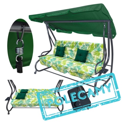 Duża huśtawka rozkładana leżanka ogrodowa 2w1 300 kg daszek leżak [8011.PALMA]