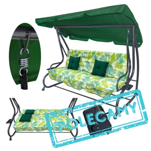 [8011.PALMA] Duża huśtawka rozkładana leżanka ogrodowa 2w1 300 kg daszek leżak