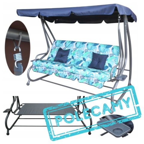 [8011.MONSTERA] DUŻA HUŚTAWKA ROZKŁADANA LEŻANKA OGRODOWA 2W1 300 KG DASZEK LEŻAK