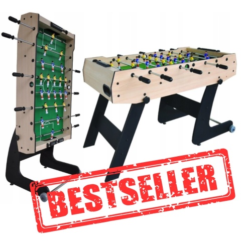 [F48056 WOOD] Stół do gry piłkarzyki solidny duży składany 121cm
