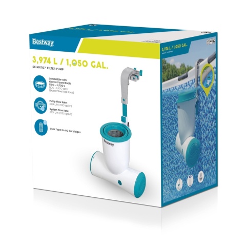 Filtrująca Pompa basenowa ze Skimmerem Skimatic FlowClear 3974l/h Filtr wymienny - Bestway [58469]