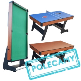[T56026(6).PLUS] STÓŁ DO GIER 3W1 BILARD PING PONG 184X97,5CM SOLIDNY SKŁADANY + AKCESORIA