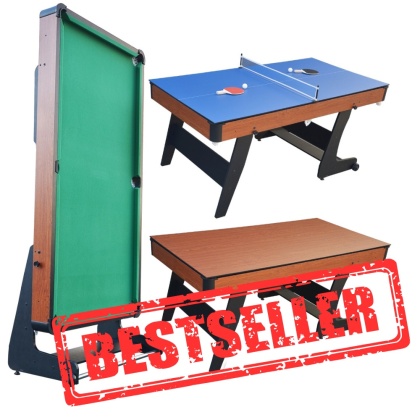 Stół do gier 3W1 bilard ping pong 184x97,5cm solidny składany + akcesoria [T56026(6).PLUS]
