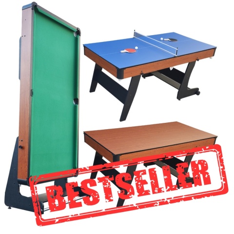 [T56026(6).PLUS] Stół do gier 3W1 bilard ping pong 184x97,5cm solidny składany + akcesoria