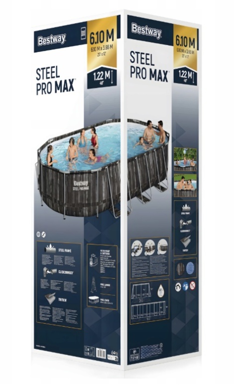 Basen stelażowy ogrodowy owalny 12ft 610 x 366 x 122 cm 7w1 - Bestway [5611R]