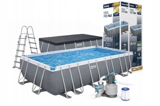 Power steel basen stelażowy prostokątny 640 x 274 x 134 cm - Bestway [5612B]