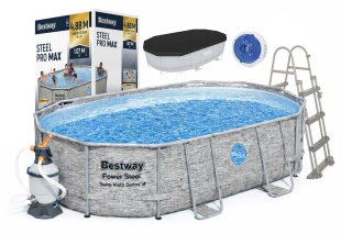 Basen stelażowy owalny Steel PRO MAX 488 x 305 x 107 cm - Bestway [56946]