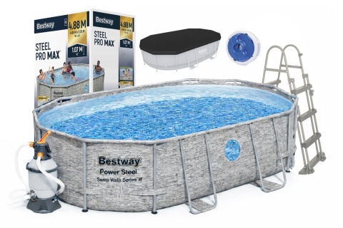 Basen stelażowy owalny Steel PRO MAX 488 x 305 x 107 cm - Bestway [56946]