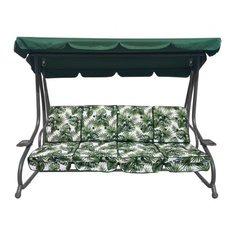 Huśtawka rodzinna 2w1 bujana rozkładana ławka 4-osobowa [8078 LIŚCIE]