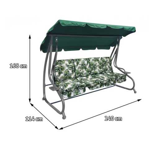 Huśtawka rodzinna 2w1 bujana rozkładana ławka 4-osobowa [8078 LIŚCIE]