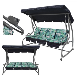 Huśtawka rodzinna 2w1 bujana rozkładana ławka 4-osobowa [8078 MONSTERA]