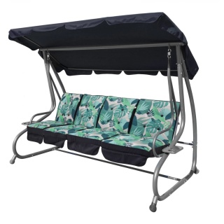 Huśtawka rodzinna 2w1 bujana rozkładana ławka 4-osobowa [8078 MONSTERA]