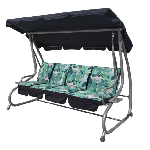 Huśtawka rodzinna 2w1 bujana rozkładana ławka 4-osobowa [8078 MONSTERA]