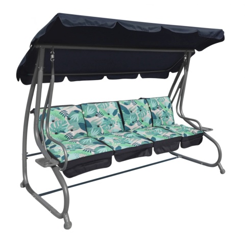 Huśtawka rodzinna 2w1 bujana rozkładana ławka 4-osobowa [8078 MONSTERA]