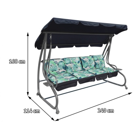 Huśtawka rodzinna 2w1 bujana rozkładana ławka 4-osobowa [8078 MONSTERA]
