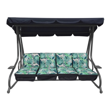 Huśtawka rodzinna 2w1 bujana rozkładana ławka 4-osobowa [8078 MONSTERA]