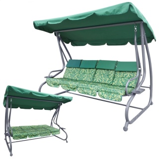 Huśtawka rodzinna 2w1 bujana rozkładana ławka 4-osobowa [8078 Z]