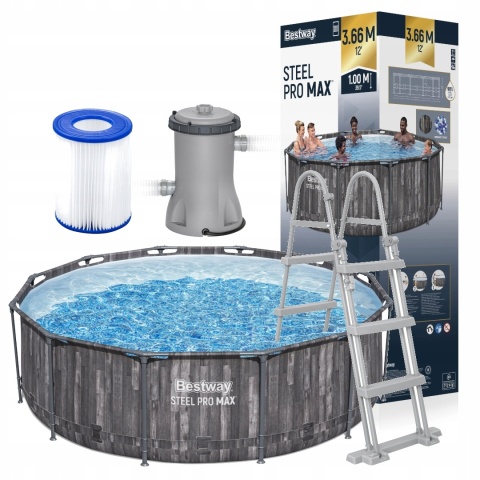 Basen stelażowy okrągły 366cm 9150 l Steel PRO - Bestway [5614X]