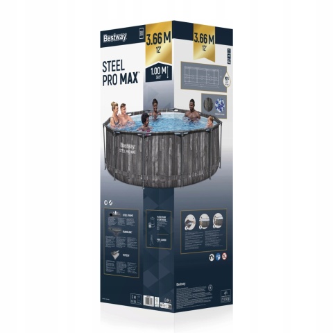 Basen stelażowy okrągły 366cm 9150 l Steel PRO - Bestway [5614X]
