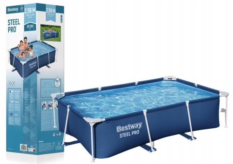 Basen stelażowy ogrodowy prostokątny steel pro 259x170x61 cm - Bestway [56403]