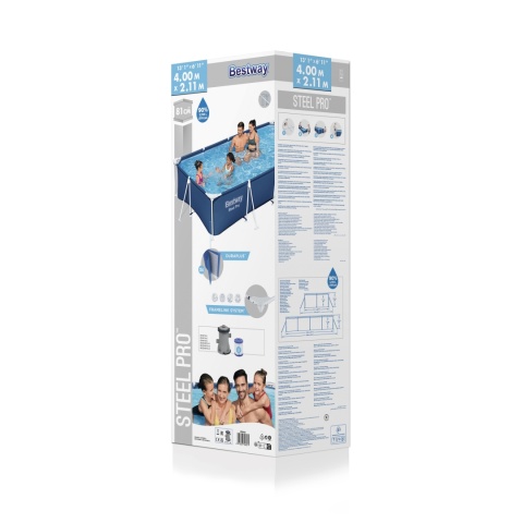 Basen stelażowy Family Steel Pro 3w1 Pompa Filtr 400x211x81 cm - Bestway [56424]