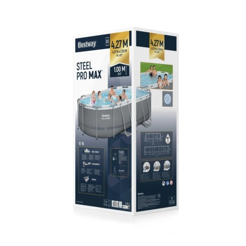 Basen stelażowy Power Steel 6w1 14x8FT + akcesoria 427x250x100 cm - Bestway [56620]