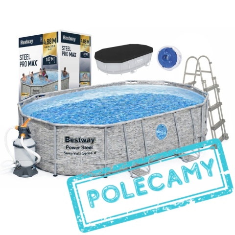 Basen stelażowy owalny Steel PRO MAX 488 x 305 x 107 cm - Bestway [56946]