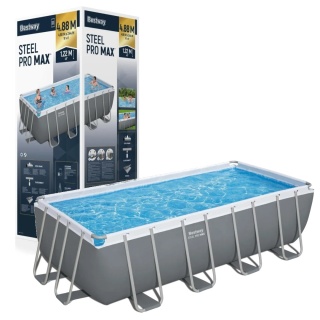 Basen stelażowy szary 6w1 Power Steel 16x8FT 488x244x122 cm - Bestway [56670]