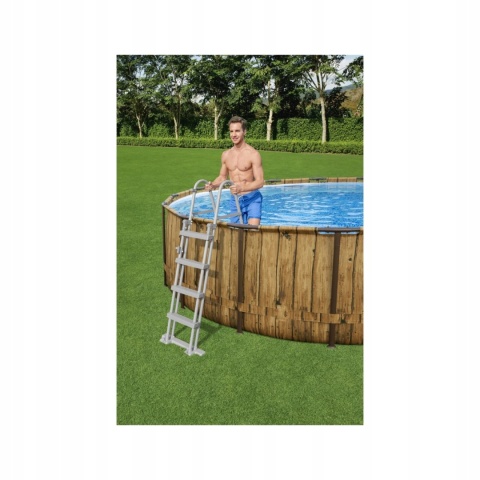 Basen stelażowy wzór deska 488x122cm pompa drabinka pokrywa - Bestway [56725 ]