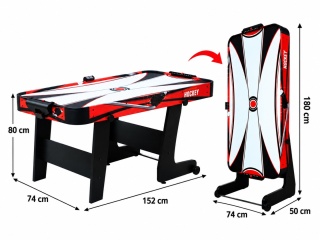Duży składany czerwony stół do gry - Cymbergaj air hockey 152x74x80 cm [H1508R]