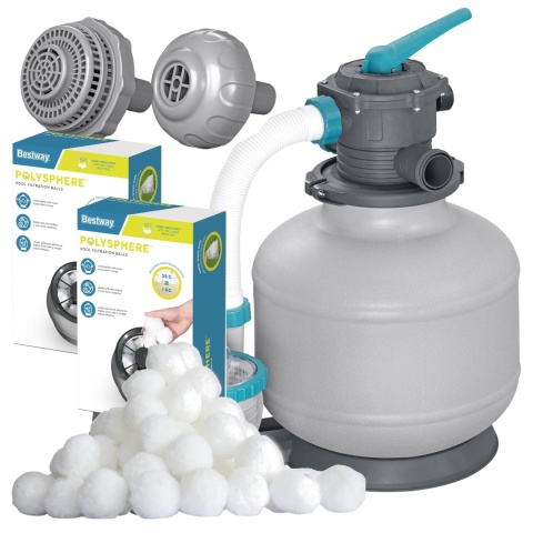 Pompa filtrująca piaskowa do basenu 11355L/h + 2x Kulki filtracyjne - Bestway [58486+58475]