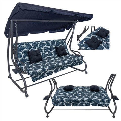 Duża huśtawka rozkładana leżanka ogrodowa 2w1 300 kg daszek leżak [8011.GRANAT]