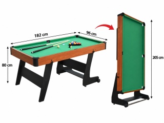 Składany stół do bilarda - zestaw bilardowy z akcesoriami 6FT [T56026(6).GREEN]