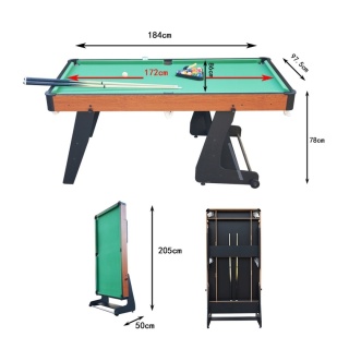 Duży składany stół do gier 3w1 – bilard, ping pong, stół/ława, 184 x 97.5 cm + akcesoria [T56026(6).PLUS]