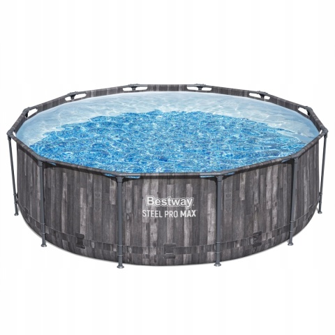 ZESTAW - Basen stelażowy rattan 366x100cm z pokrywą - Bestway [5614X+58037]