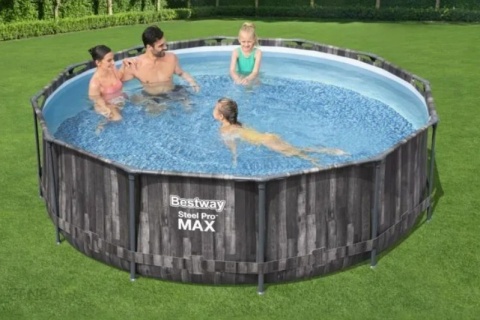 ZESTAW - Basen stelażowy rattan 366x100cm z pokrywą - Bestway [5614X+58037]
